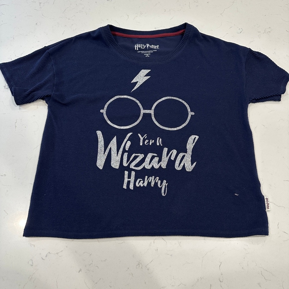 Harry Potter Navy Blue Yer a Wizard Harry Pajama Top Size M 8-10 LZ49940TB